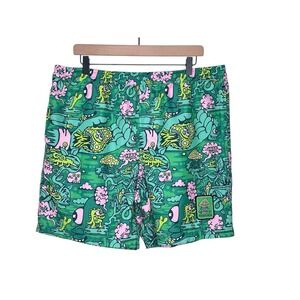 Killer Acid Men's Trippy Jungle Green Board Swim Short Trunks XL X-LARGE Beach